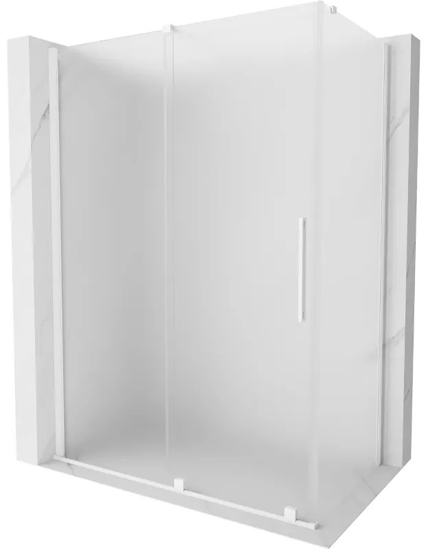 Mexen Velar, sprchový kút s posuvnými dverami 160 x 90 cm, 8mm sklo námraza, biela matná, 871-160-090-31-20