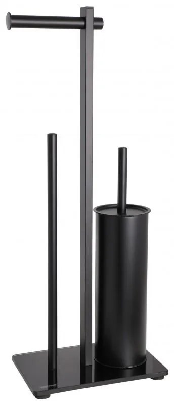 Erga Yami, držiak toaletného papiera s WC kefou a zásobníkom na papier, čierna, ERG-YKA-P.YAMI-FB