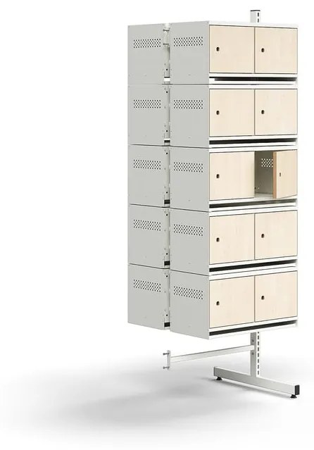 Skrinka na topánky ENTRY, prídavná sekcia, 20 drevených dverí, 1800x600x600 mm, biela/breza