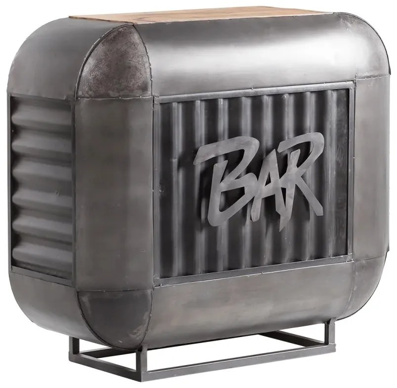 furniture-nabytek.cz - Barový jedálenský stôl Bolton z kovu a manga, lakovaný, strieborný – 112×50×105 cm