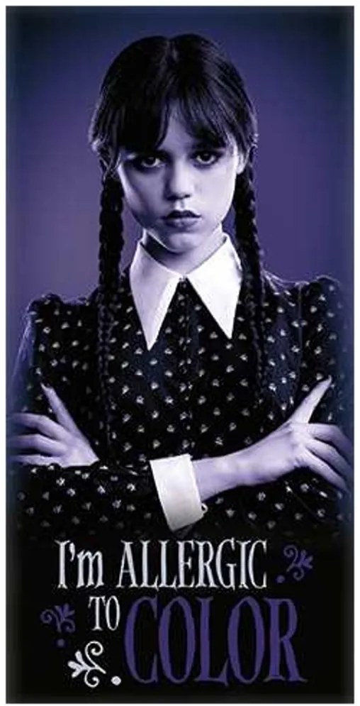 Bavlnená plážová osuška Wednesday - motív I'm allergic to color - 100% bavlna - 70 x 140 cm