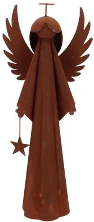 Hrdzavý antik plechový anjel s hviezdičkou Rusty Angel - 16*9*38 cm