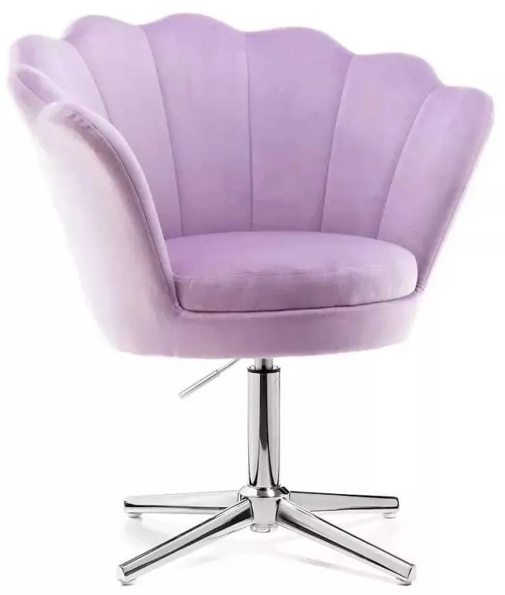 LuxuryForm DESIGN Kreslo FREY VELUR na striebornom kríži - levanduľa