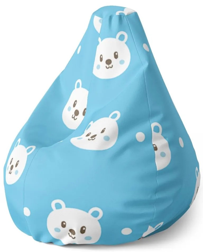 Sedací vak Pear medvedíky - detský, modrá