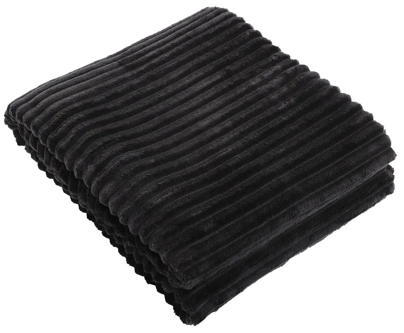 Čierný plyšový pléd Stockholm - 150 * 200 cm