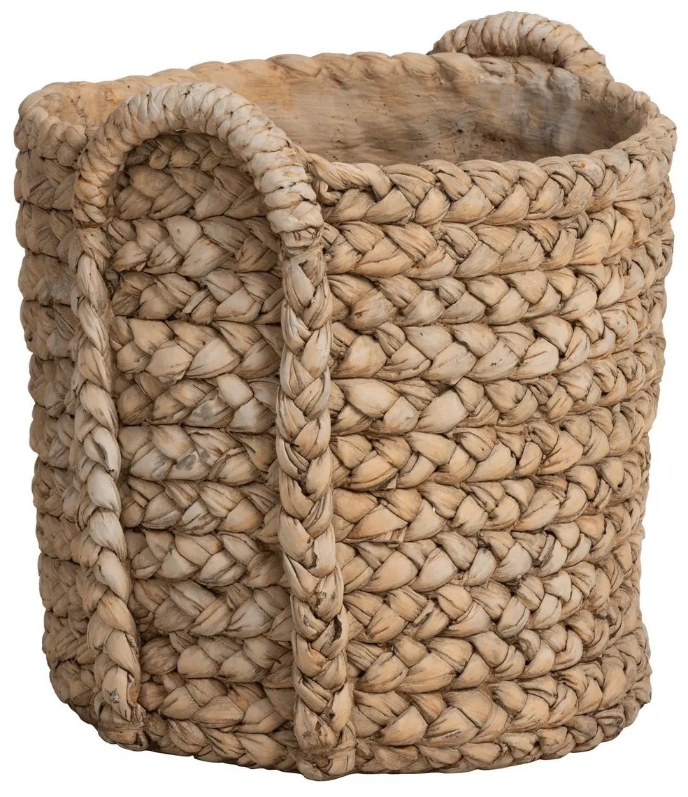 Hnedý cementový kvetináč s pleteným vzorom z listov Leavia - 37*38*38cm