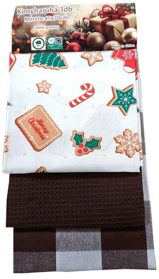 Bavlnené kuchynské utierky Noel cake 3ks