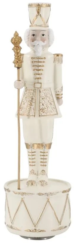 Krémovo-zlatá antik hracia skrinka Luskáčik Noël - Ø 8,5*28 cm