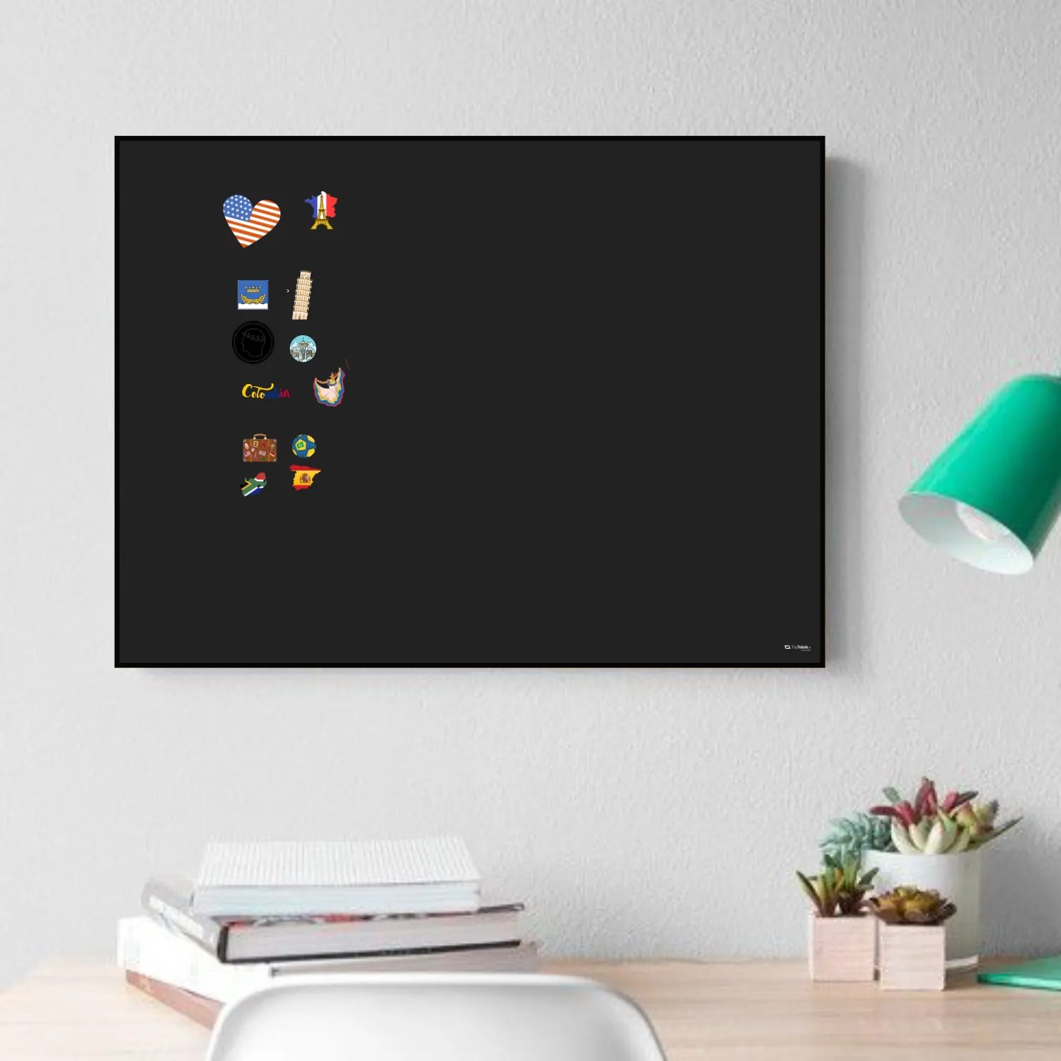 Toptabule.sk Čierna tabuľa na magnetky PREMIUM v hliníkovom čiernom ráme 150x100 cm