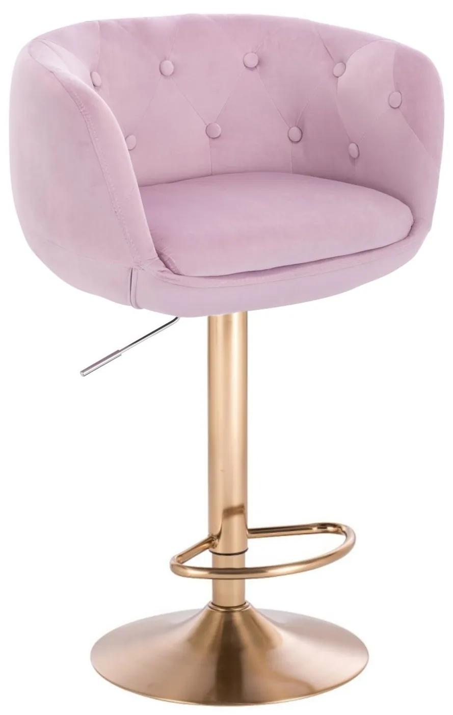 LuxuryForm DESIGN Barová stolička MONTANA VELUR na zlatom tanieri - levanduľa