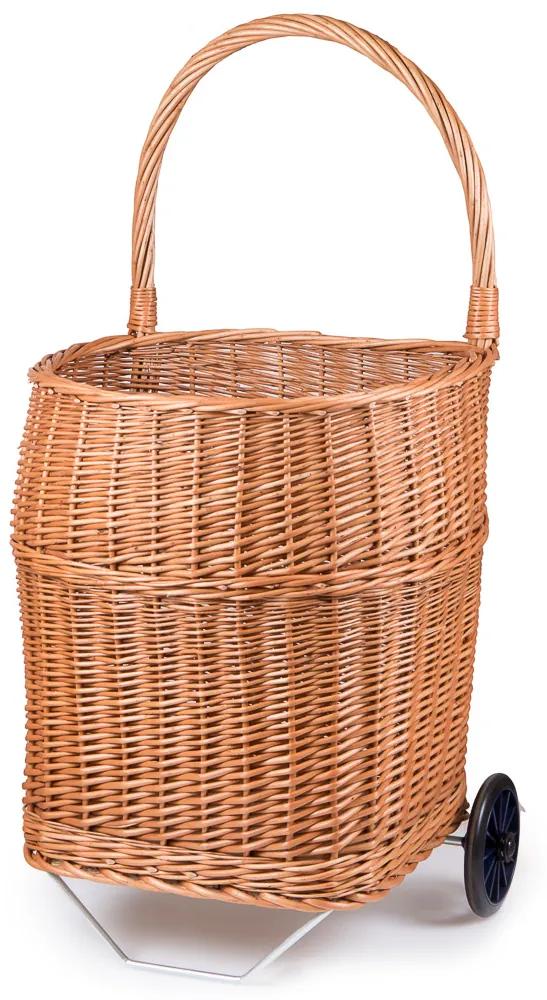 Kôš na drevo prútený na kolieskach Ramo VIII.š. 42 x hl. 42 x výška koše 58 / výška s rukojeti 90(cm)