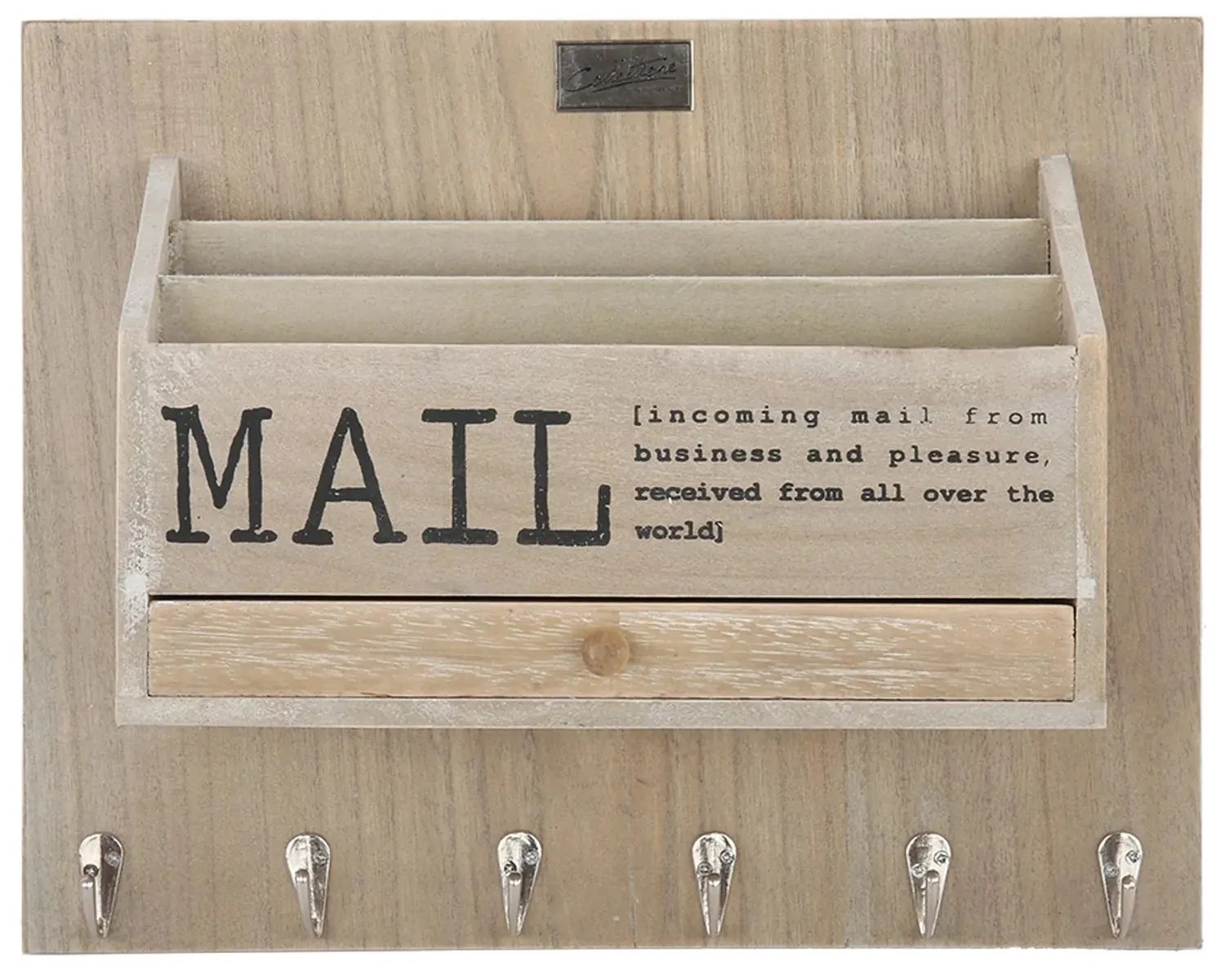 Prírodné box na poštu na stenu s nápisom Mail - 38 * 30 * 11 cm