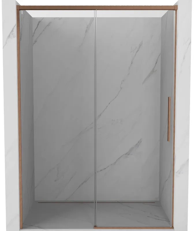Mexen Rox, posuvné sprchové dvere 140 cm, 8mm číre sklo, medený matný profil, 8C2-140-000-65-00