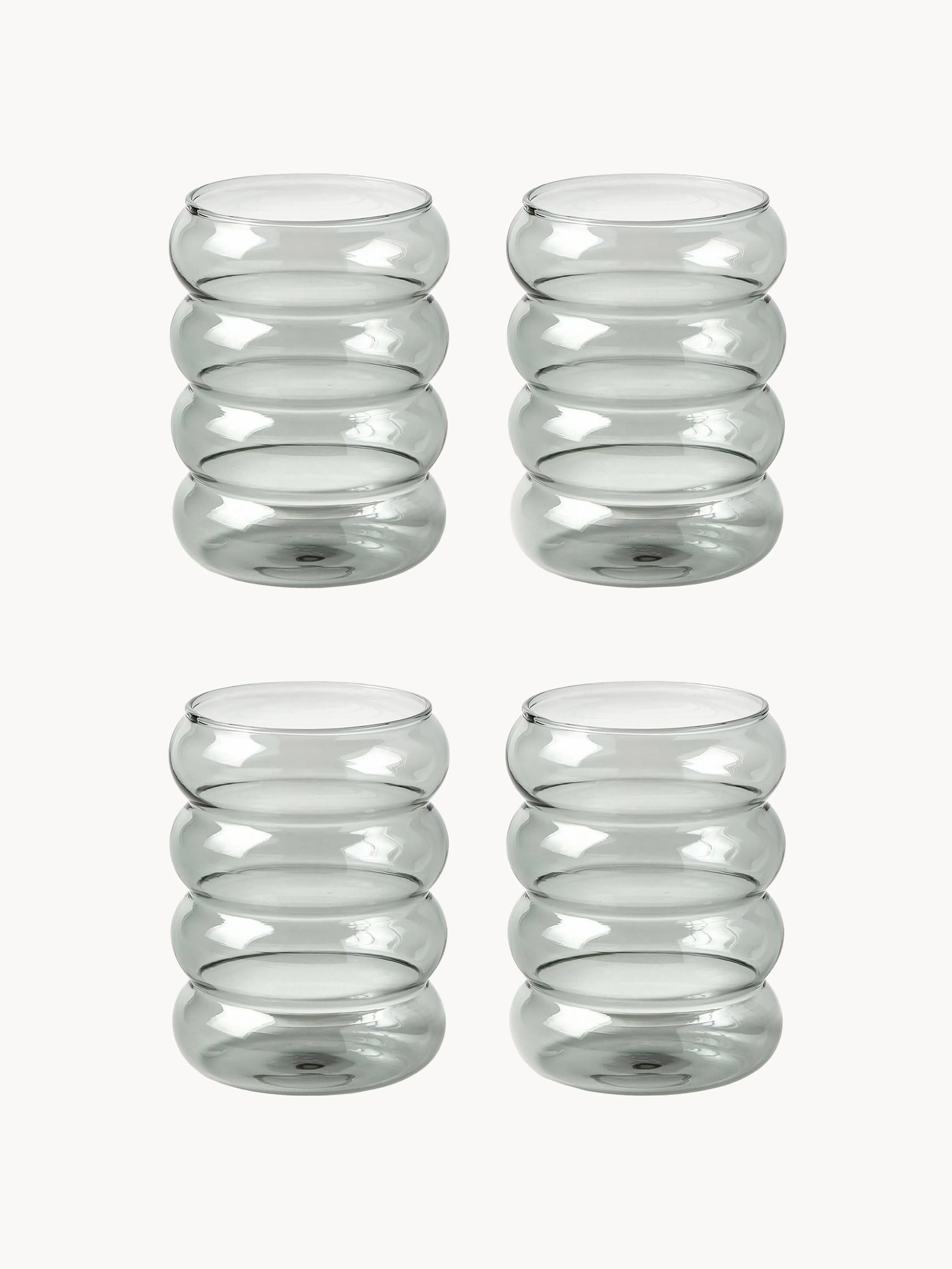 Ručne fúkané poháre na vodu Bubbly, 4 ks