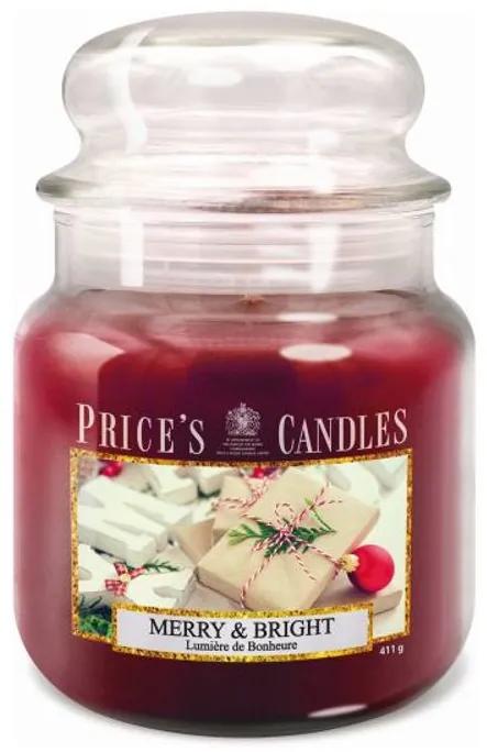 PRICE´S MIDI vianočná sviečka ve skle Merry & Bright - horenie 90h