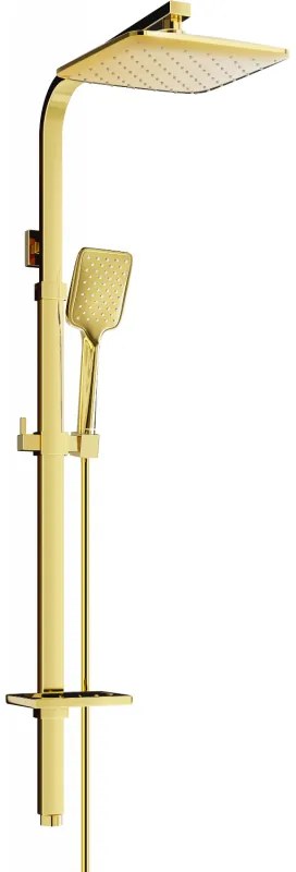 Mexen - Q62 sprchový set s hornou hlavicou štvorcovou 20x20, zlatá, 798626295-50