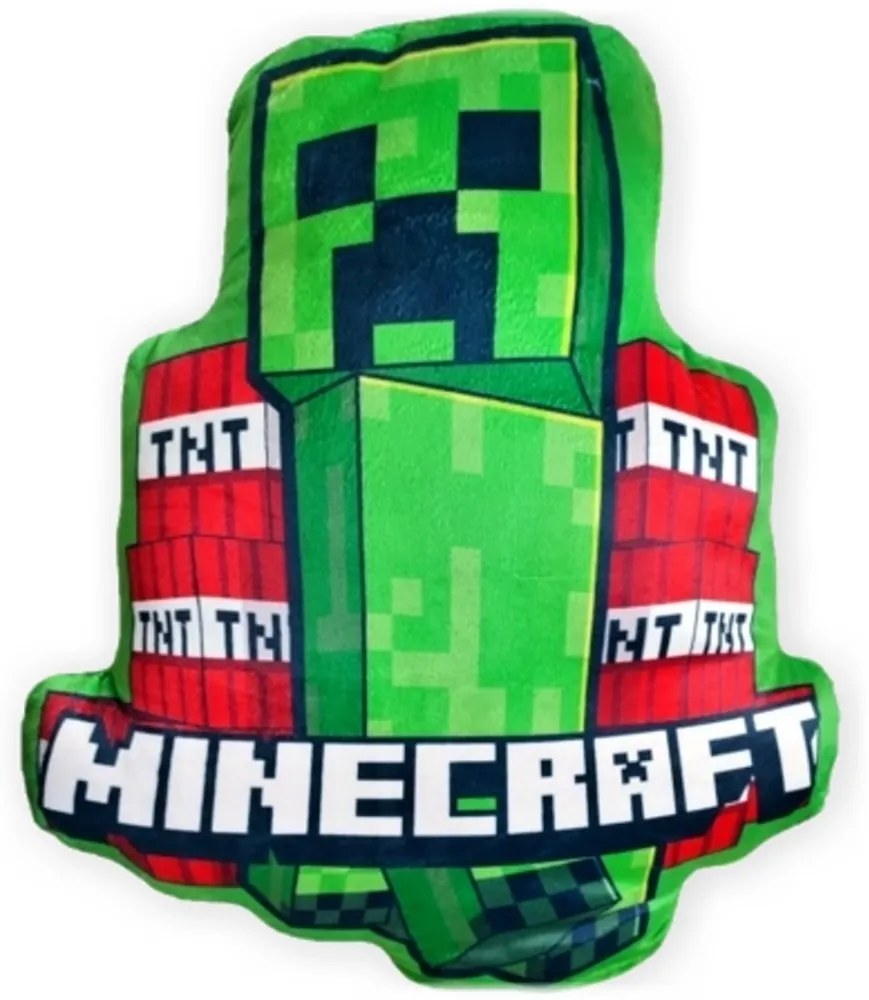 Tvarovaný 3D vankúš Minecraft - motív Creeper and TNT - 35 x 37 cm