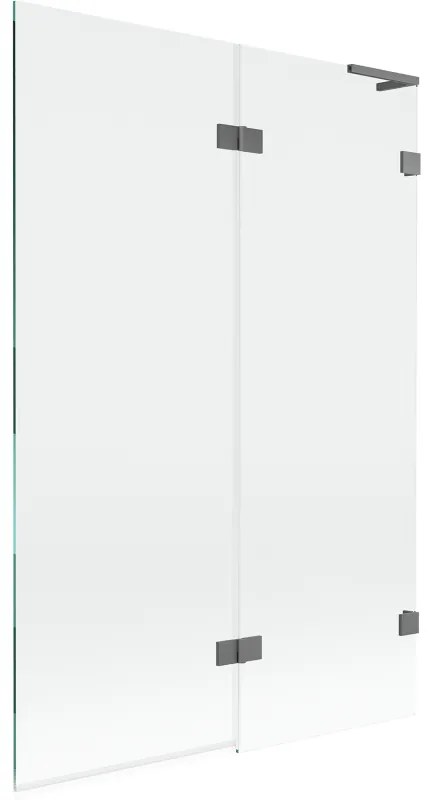 Mexen Lunar L, 2-krídlová vaňová zástena pravá 120 x 150 cm, číre sklo, grafitová, 897L-120-100-95-00-P