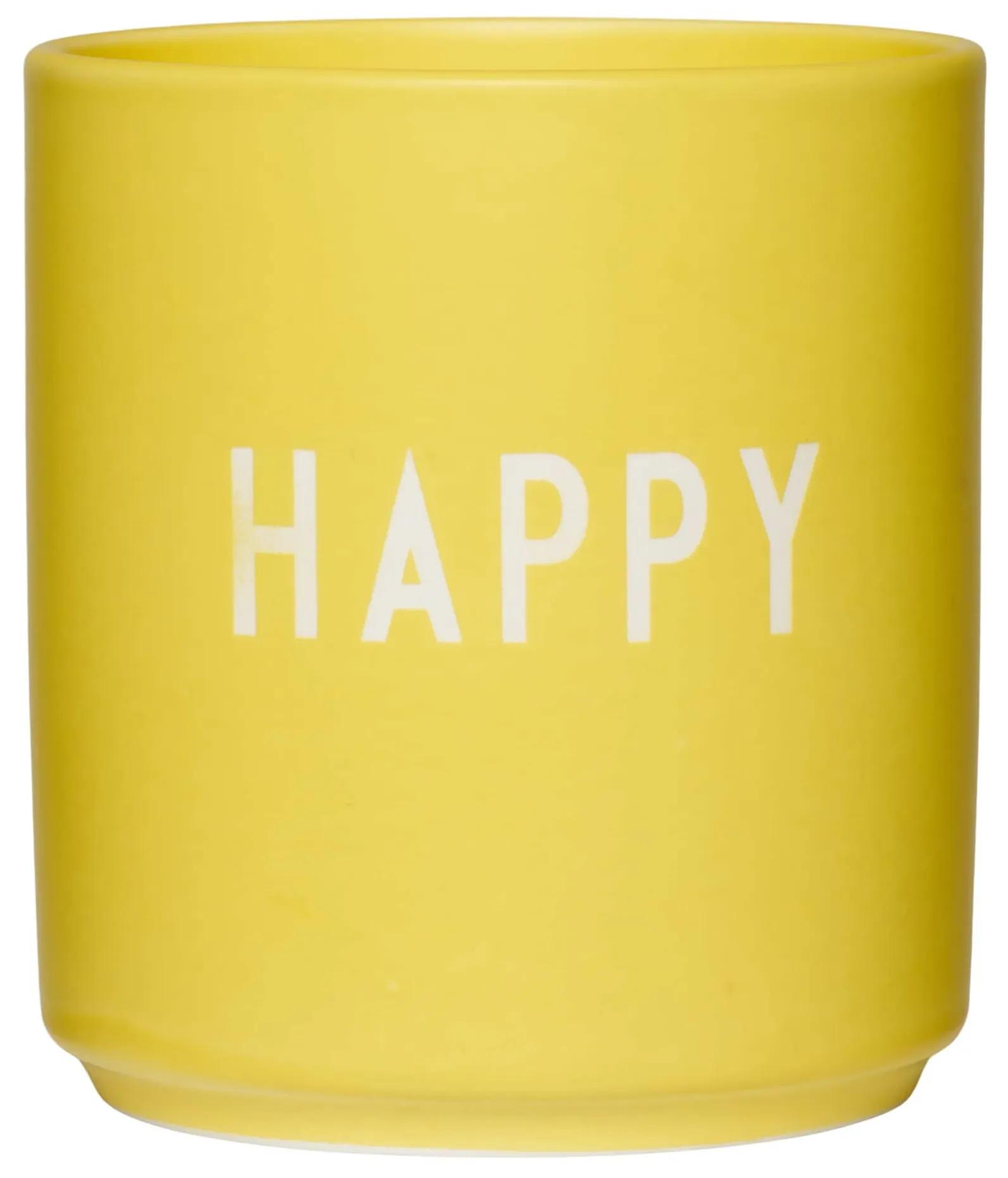 DESIGN LETTERS Porcelánový hrnček Yellow Happy 300 ml