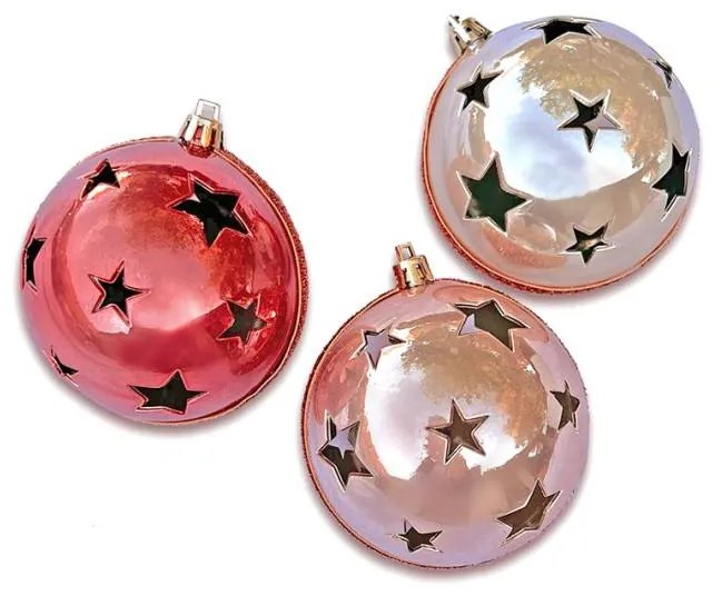 DECOLED Plastové ozdoby ve tvaru rolničky, 3 ks, prům. 8 cm, nezvoní