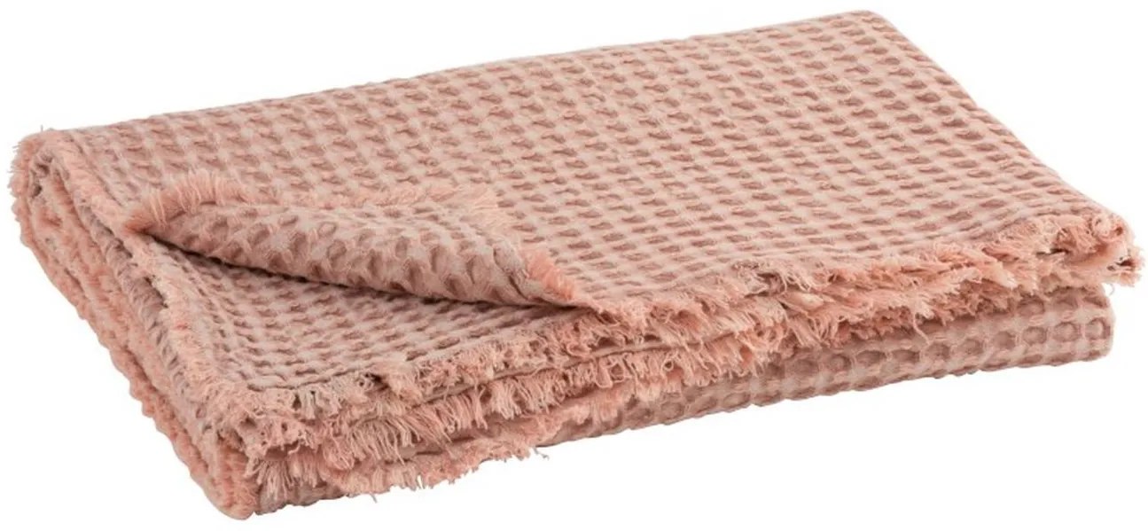 Ružový bavlnený vaflový pléd Waffle - 130 * 170 cm