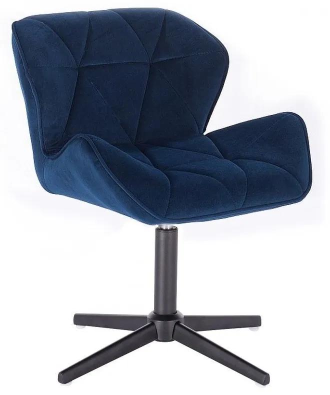 LuxuryForm DESIGN Stolička MILANO VELUR na čiernom kríži - modrá