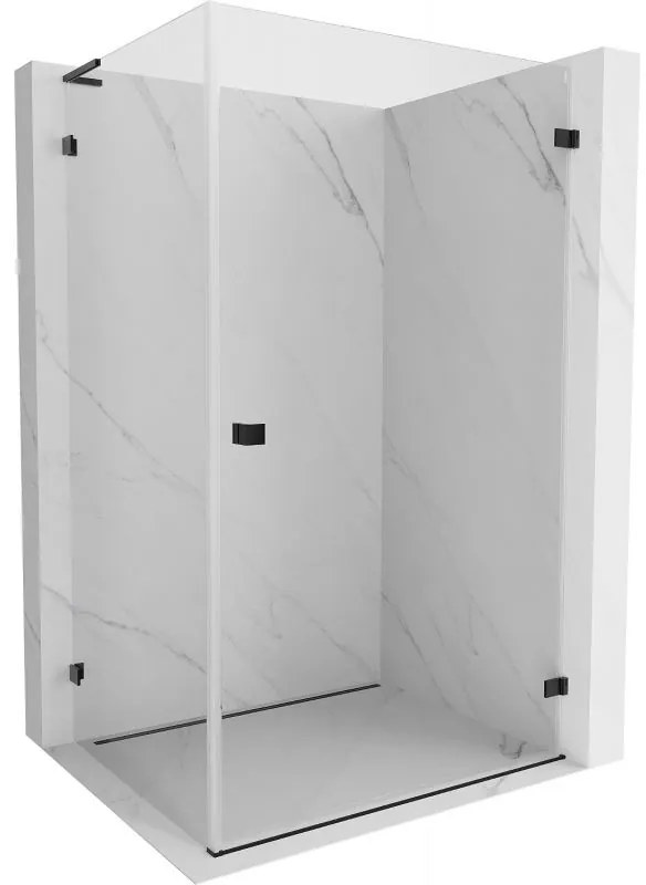 Mexen Lunar-B L pravý výklopný sprchový kút 95 x 70 cm, číre sklo, čierna matná, 832L-095-070-66-00-P