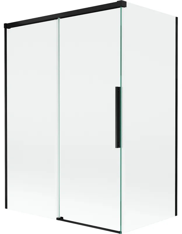 Mexen Rox, 2-krídlová posuvná vaňová zástena 120 + 70 x 150 cm, 8mm číre sklo, čierny matný profil, 8C9-120-070-70-00