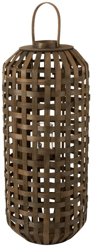 Tmavo hnedá drevená lampáš Toinette - Ø 41,5 * 95 cm