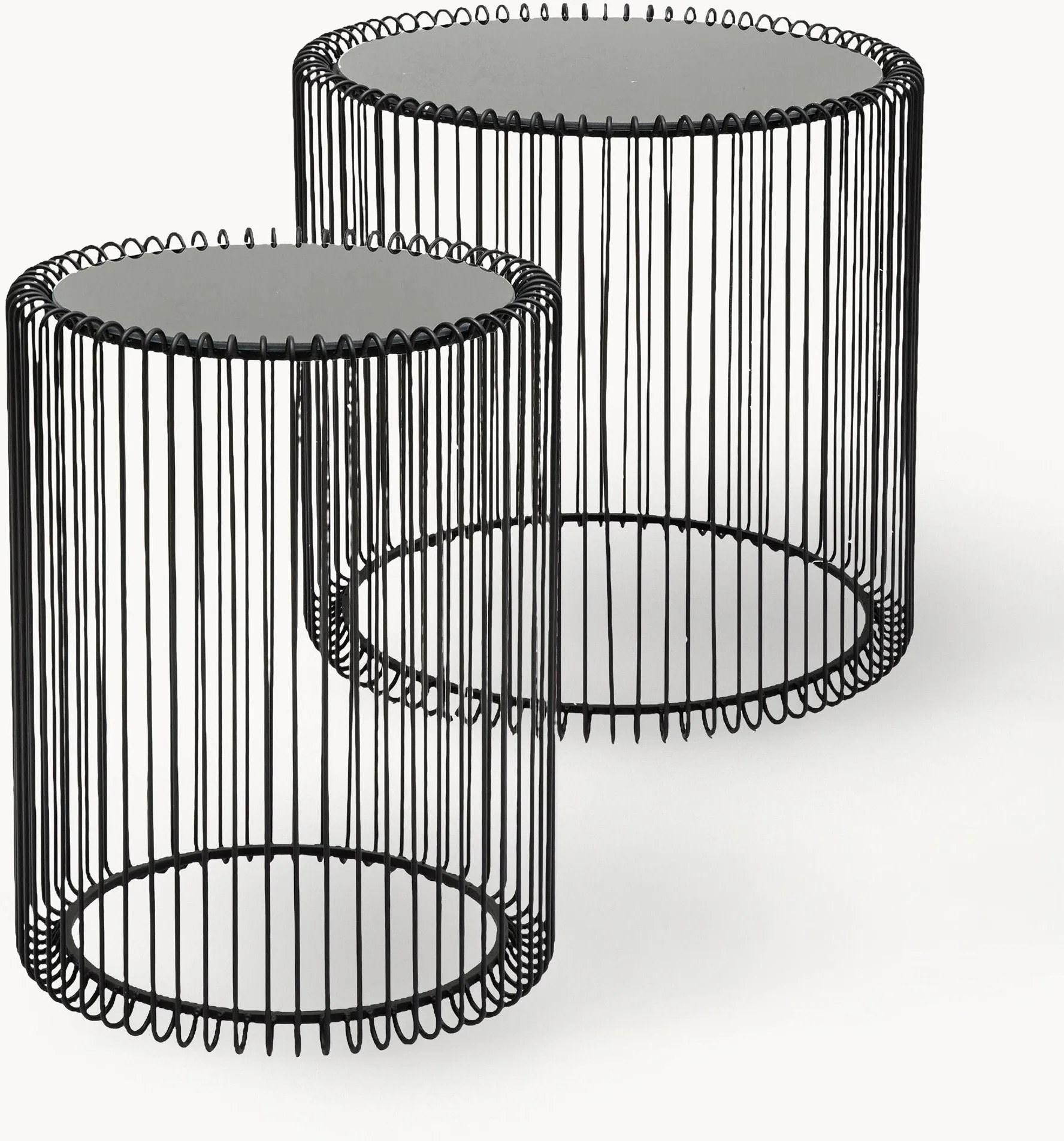 Kovové pomocné stolíky so sklenenou doskou Wire, 2 ks