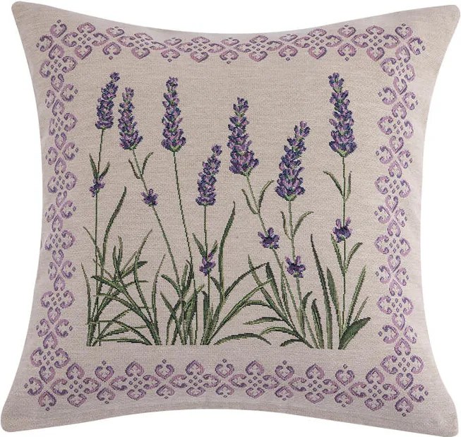 Gobelínová obliečka na vankúšik KVIETKY LEVANDUĽA 45 x 45 cm