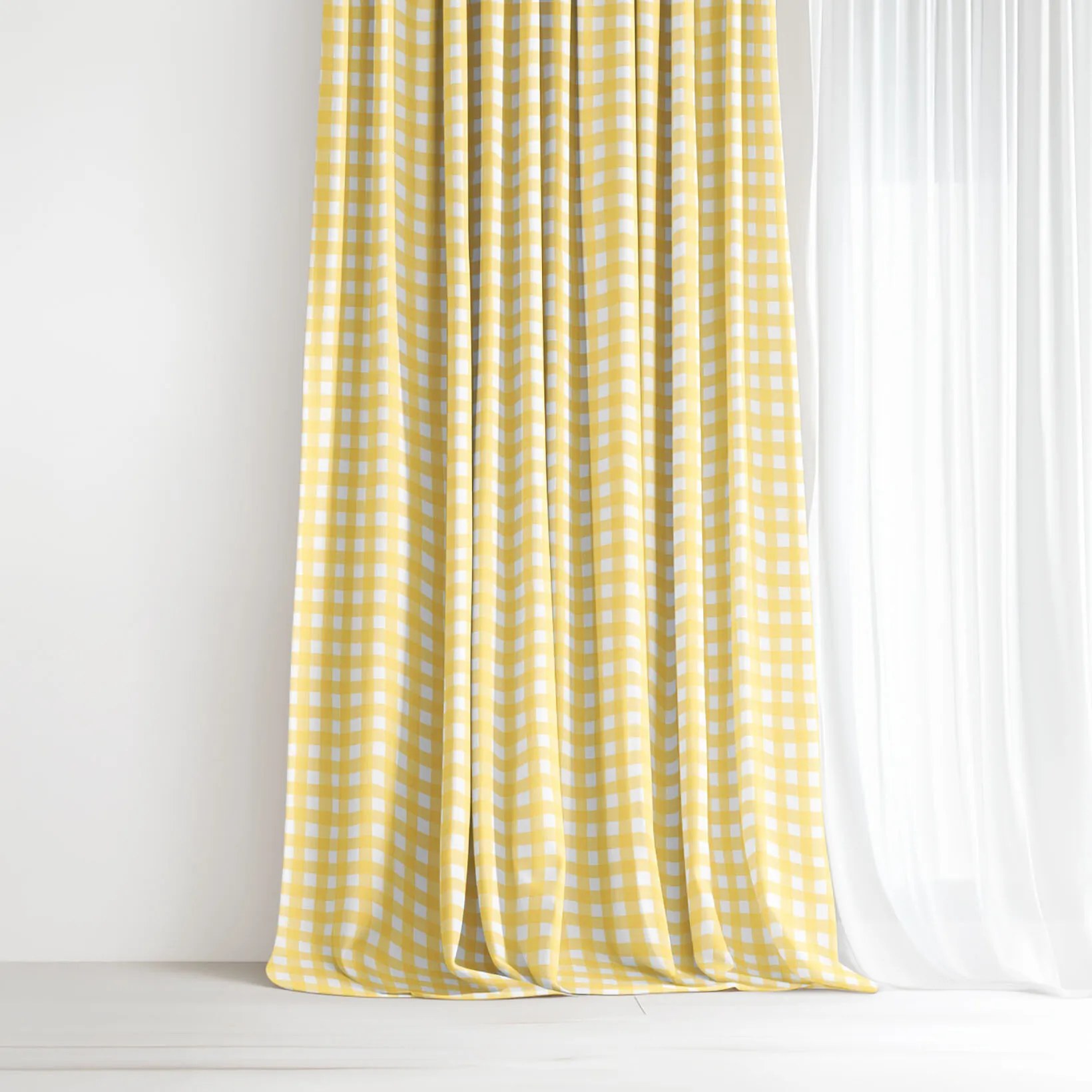 Goldea dekoračný záves - žlté kocky 280x150 cm