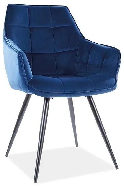 Jedálenská stolička Lilia Velvet, modrá / čierna