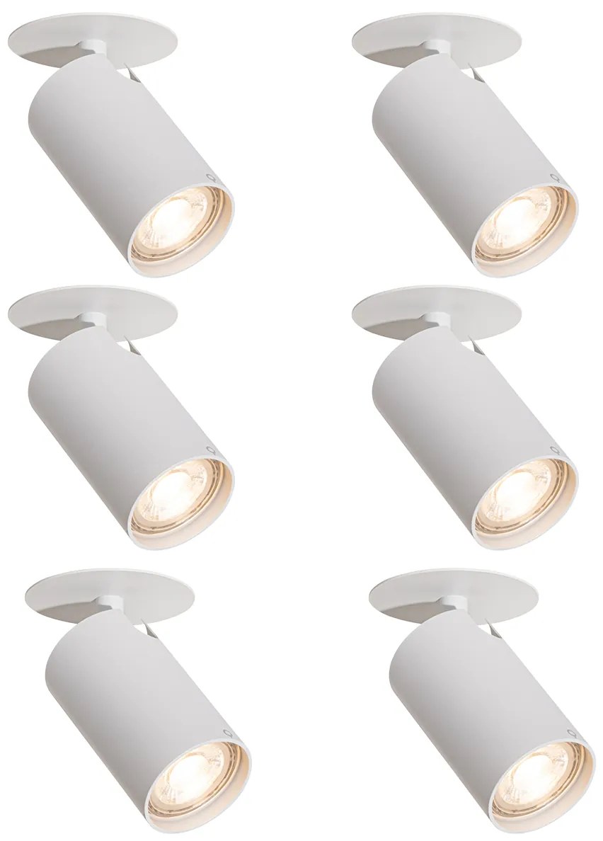 Sada 6 moderných zapustených bodových svetiel biela GU10 50mm - Chels