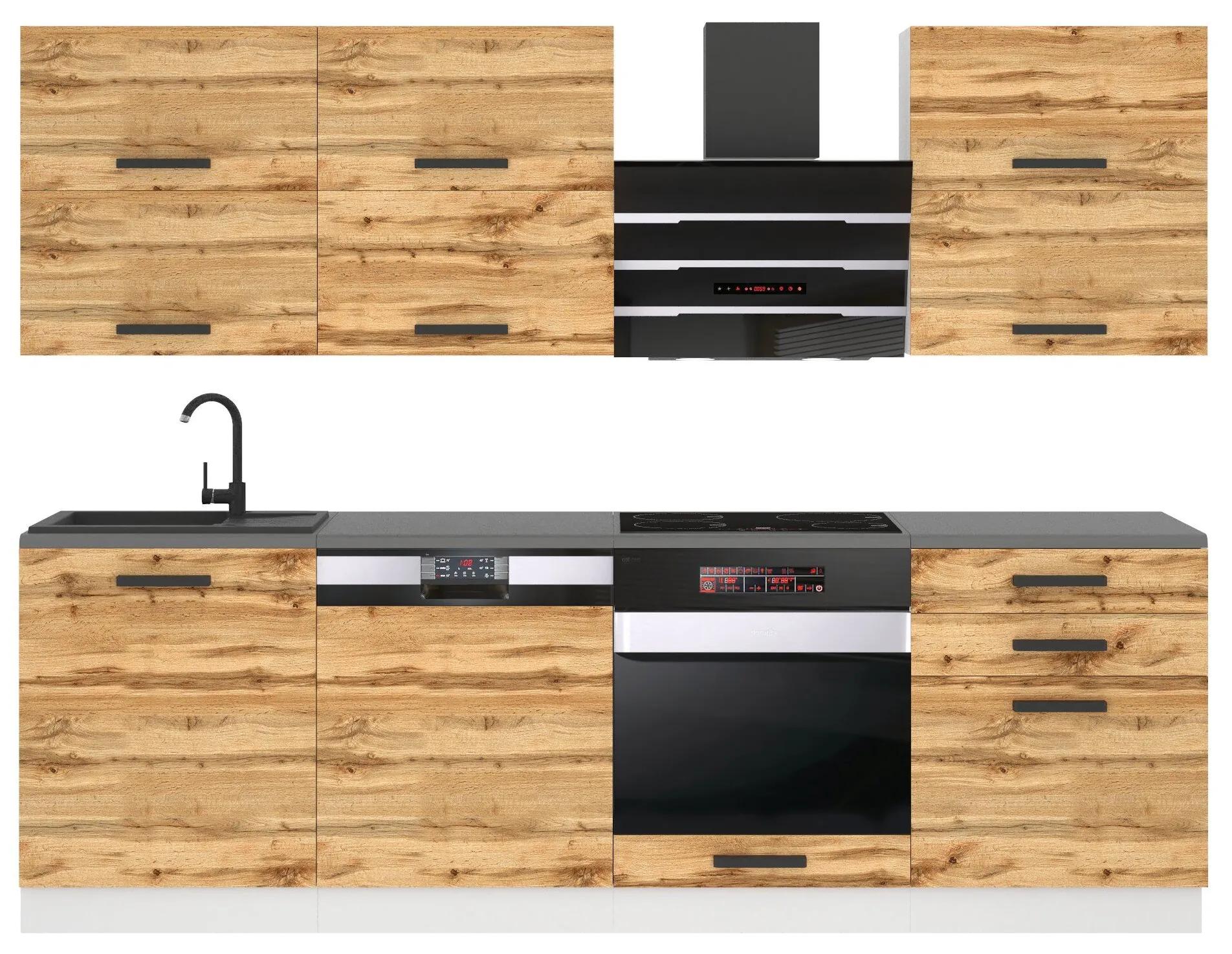 Kuchynská linka Belini Premium Full Version 240 cm dub wotan s pracovnou doskou MADISON