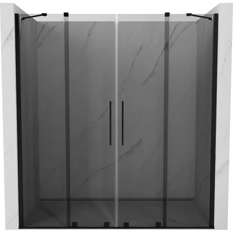Mexen Velar Duo, posuvné sprchové dvere do otvoru 180 cm, 8mm šedé sklo, čierna matná, 871-180-000-42-70