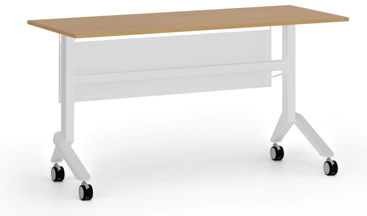 Mobilný stôl PRIMO MOVE, 140x60 cm, biela podnož, buk