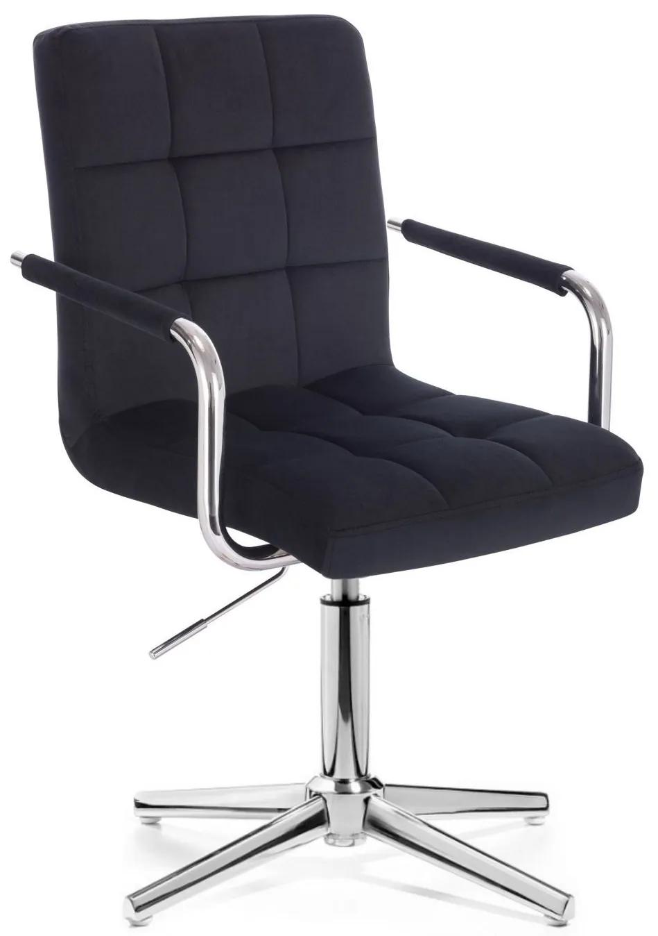 LuxuryForm DESIGN Stolička VERONA VELUR na striebornom kríži - čierna