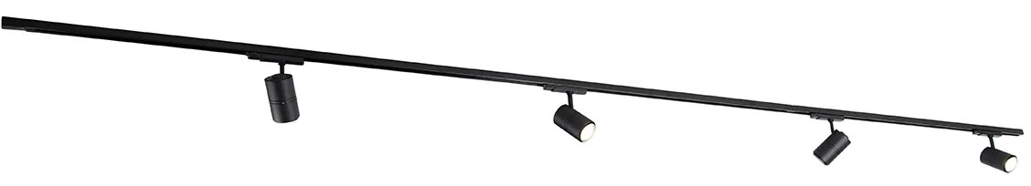 Moderný 3-fázový koľajnicový systém čierny so 4 reflektormi 3000-4000K - Ruler
