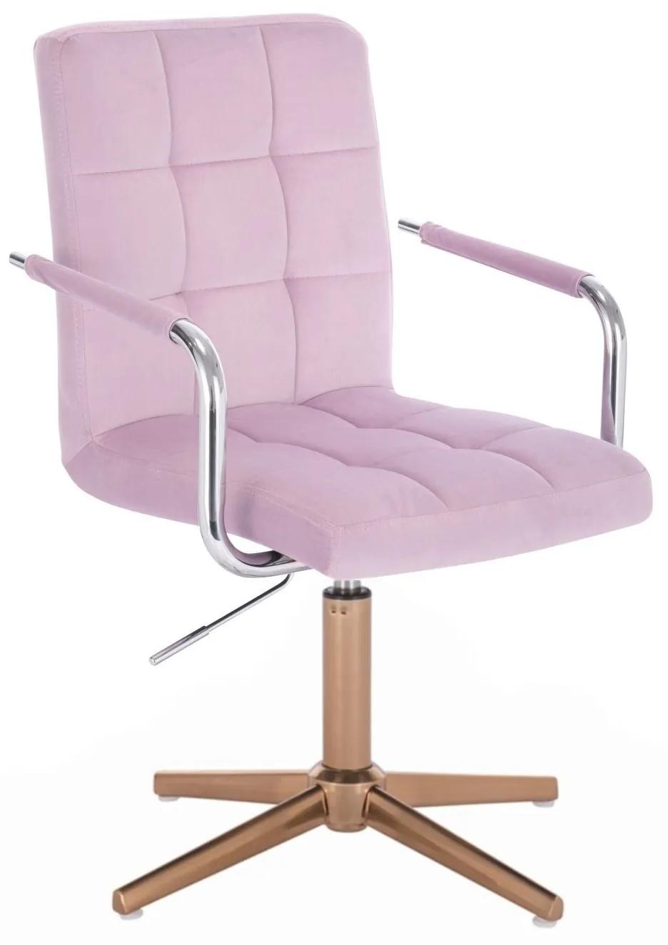 LuxuryForm DESIGN Stolička VERONA VELUR na zlatom kríži - levanduľa