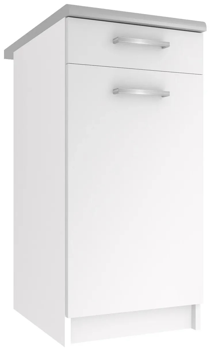 Kuchynská skrinka Belini spodná so zásuvkami 40 cm biely mat s pracovnou doskou TOR SDSZ1-40/1/WT/WT/0/E
