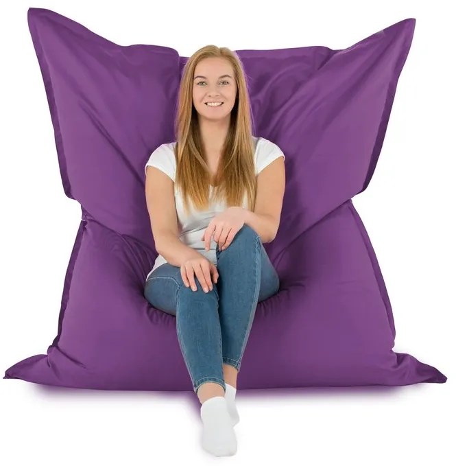 XXL vankúš na sedenie – interiérový aj záhradný, vodeodolný Farba: 15.Fialový