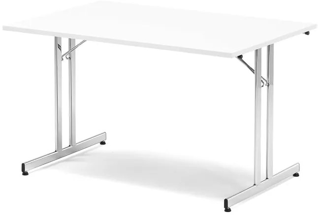 Skladací rokovací stôl EMILY, 1200x800 mm, biela/chróm