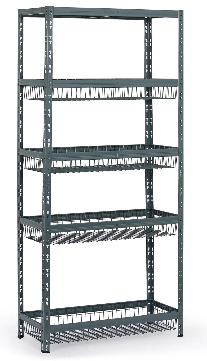 Policový regál s košmi, 1954 x 900 x 400 mm, nosnosť 175 kg, 1 polica + 4 koše