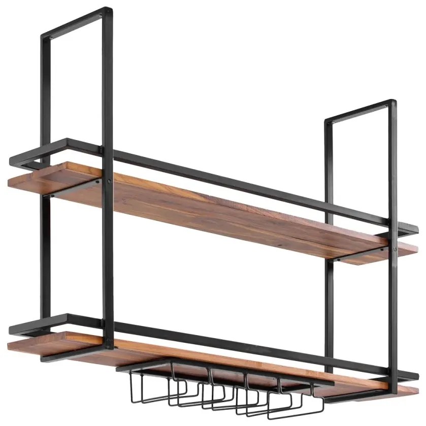 furniture-nabytek.cz - Masívna závesná polica Aro z kovu a dreva, lakovaná, hnedá – 120 cm