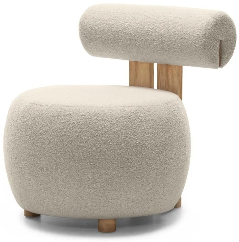 AKCIA Béžové dizajnové kreslo HANNA, dub II. akosť