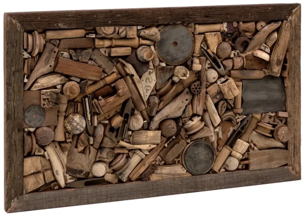 furniture-nabytek.cz - Nástenná maľba Kavali z recyklovaného tvrdého dreva, neupravená, hnedá – 150×90 cm