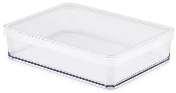 Hranatá plastová dóza na potraviny LOFT biela 1 l nízka