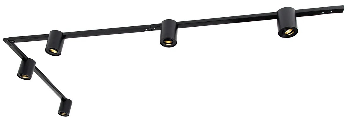 Moderný 1-fázový koľajnicový systém s 5 reflektormi čierny - Rondoo Up