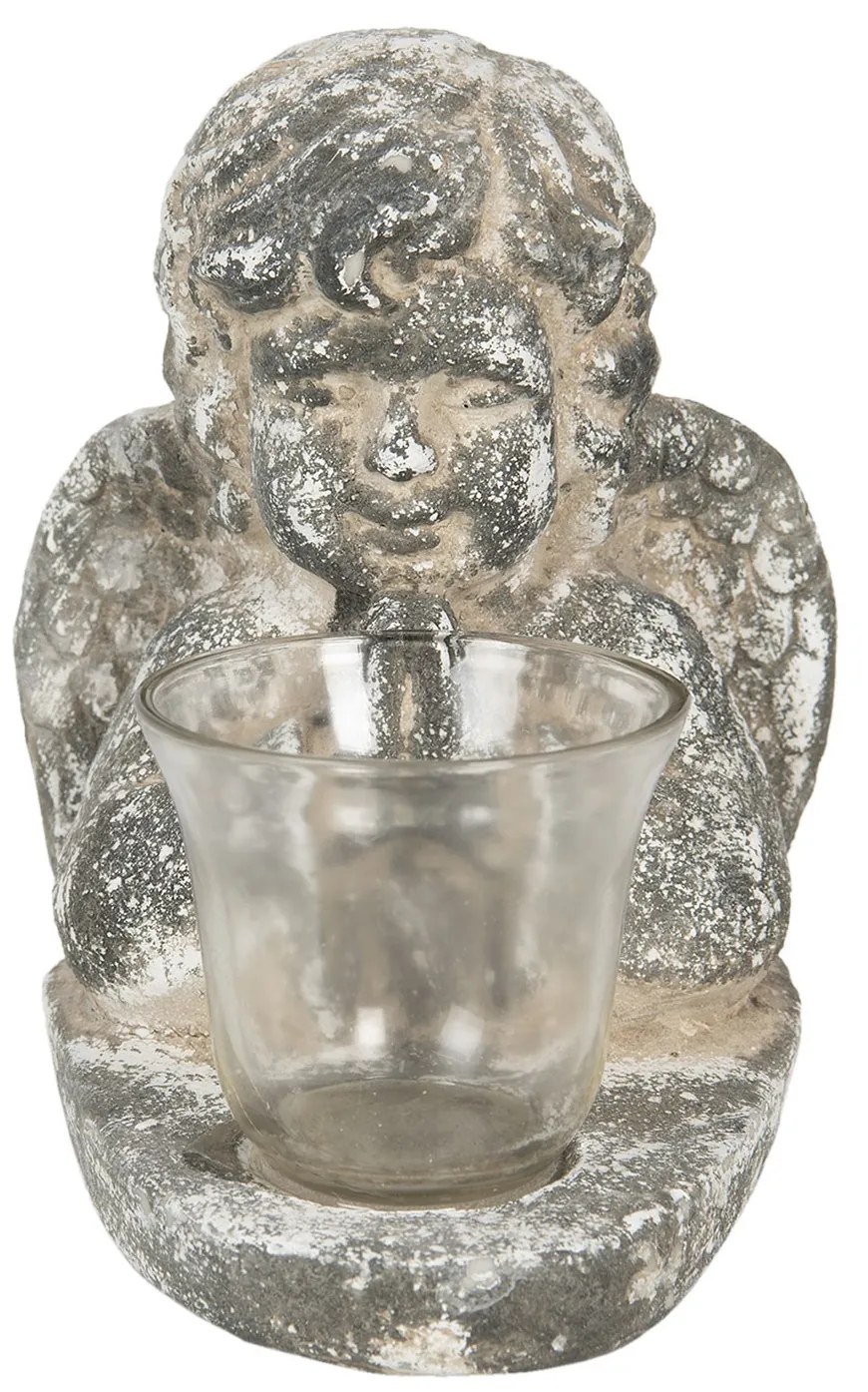 Vintage anjelik sa svietnikom na čajovú sviečku - 19 * 15 * 21 cm